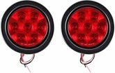 4" Inch Round 7 LED Red/White Trailer Tail Lights Kit Round Led Stop Turn Tail Back-up Reverse Fog Lights Reflective Lens Grommet 3-Prong Wire Pigtails for Truck Trailer RV 12V